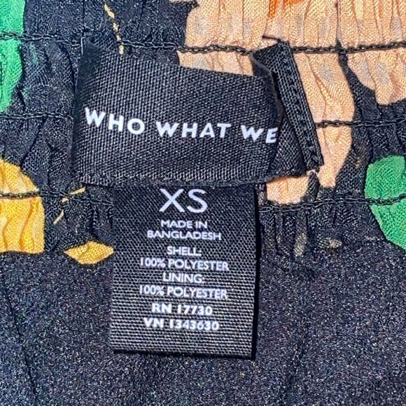 Who What Wear Black Orange Peach Gold Yellow Floral Elastic Waist Skirt Size XS - Picture 5 of 9